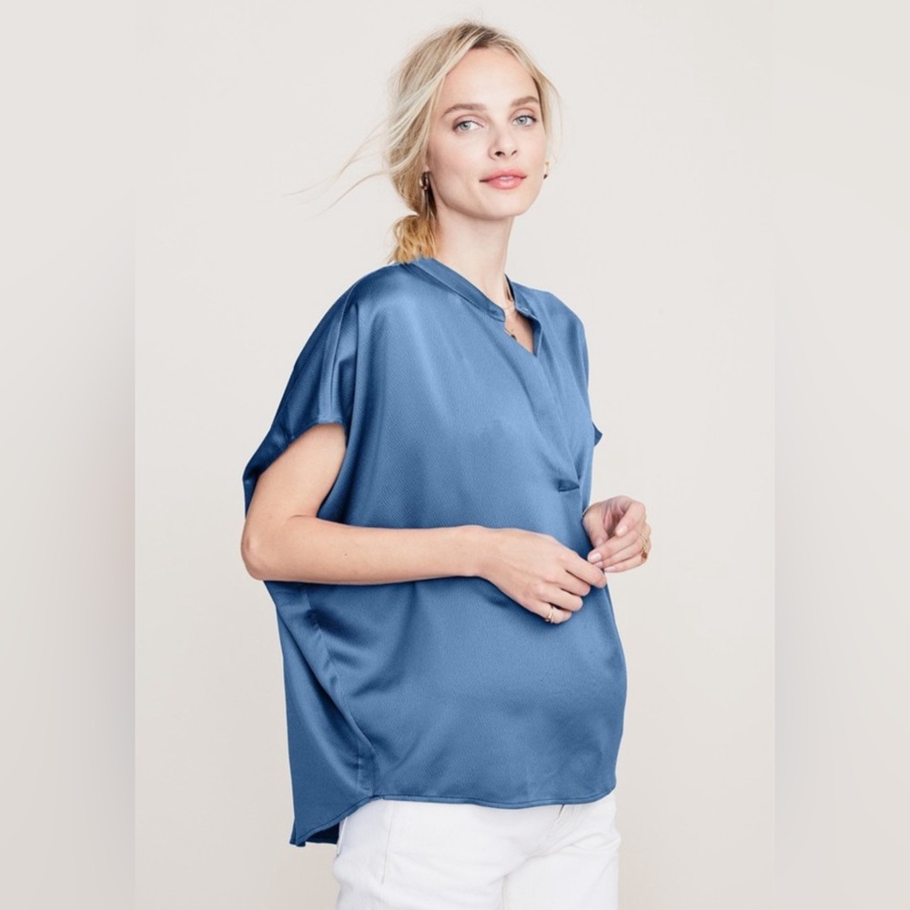 HATCH MATERNITY THE SADIE TOP in Captain Blue sz 1